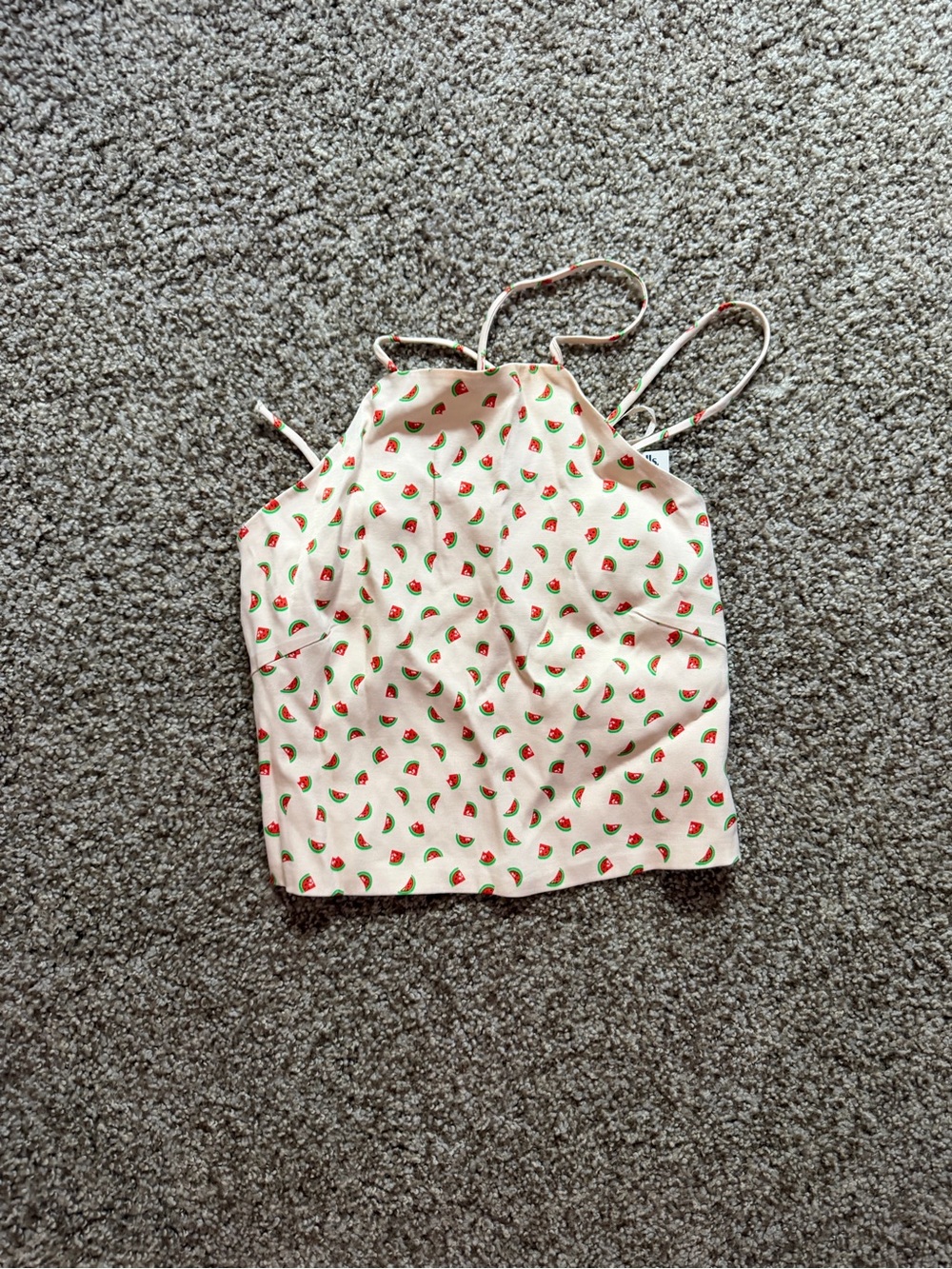 Zara Cream Halter Crop Top with Watermelon Print